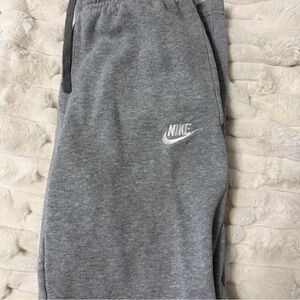 Nike Kids Grey Heather Fleece Joggers with White Swoosh